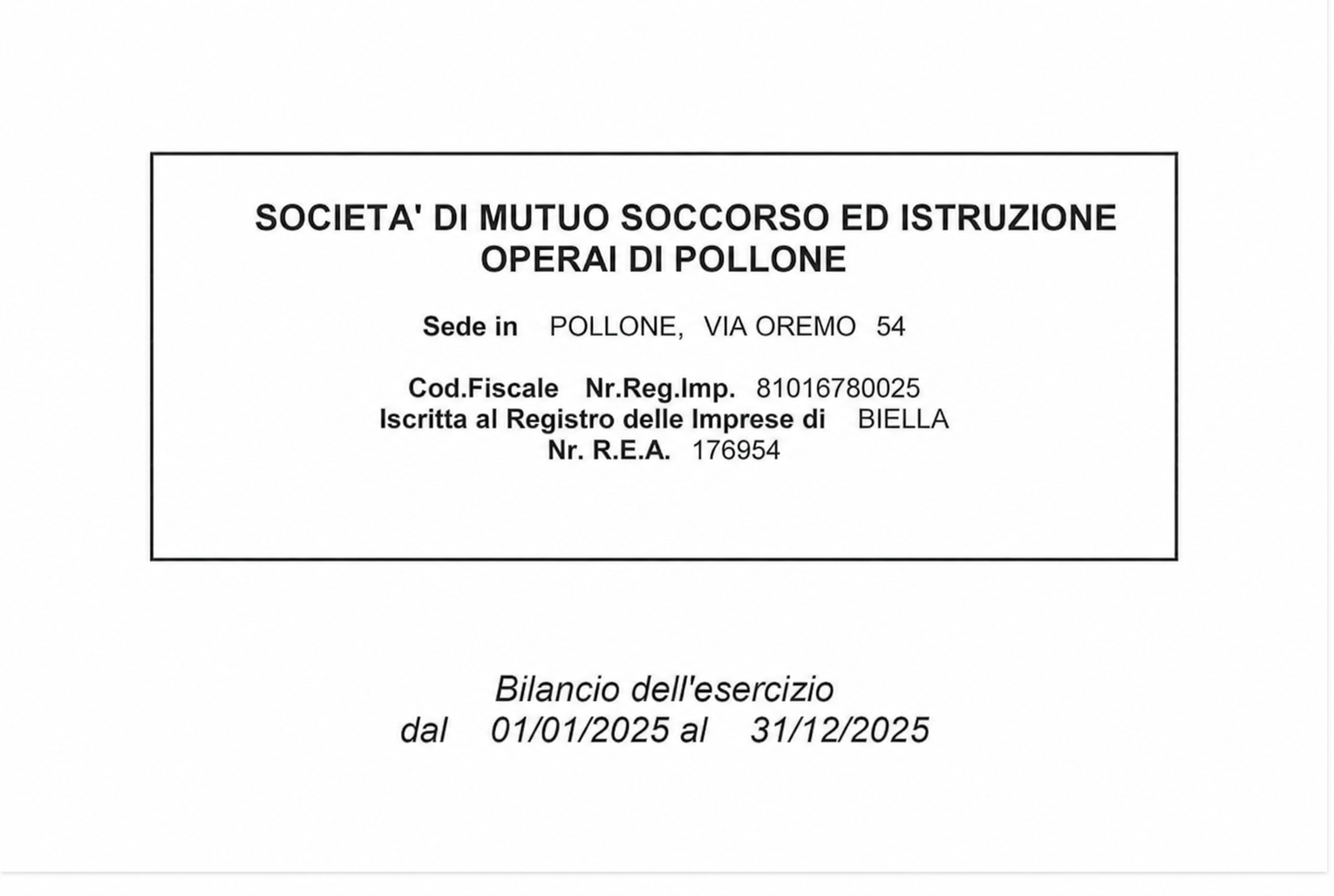 Bilancio 2025 della SOMS Pollone
